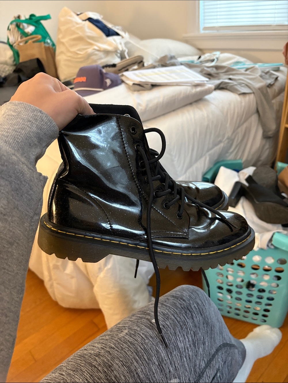 Black sparkle doc martins